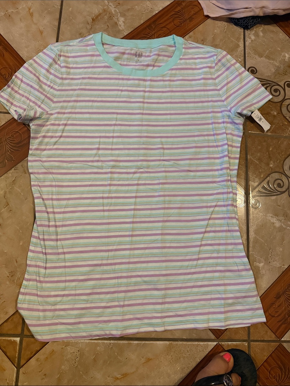 GAP Pastel Striped Short-Sleeve Tee - Mint, Lavender, White